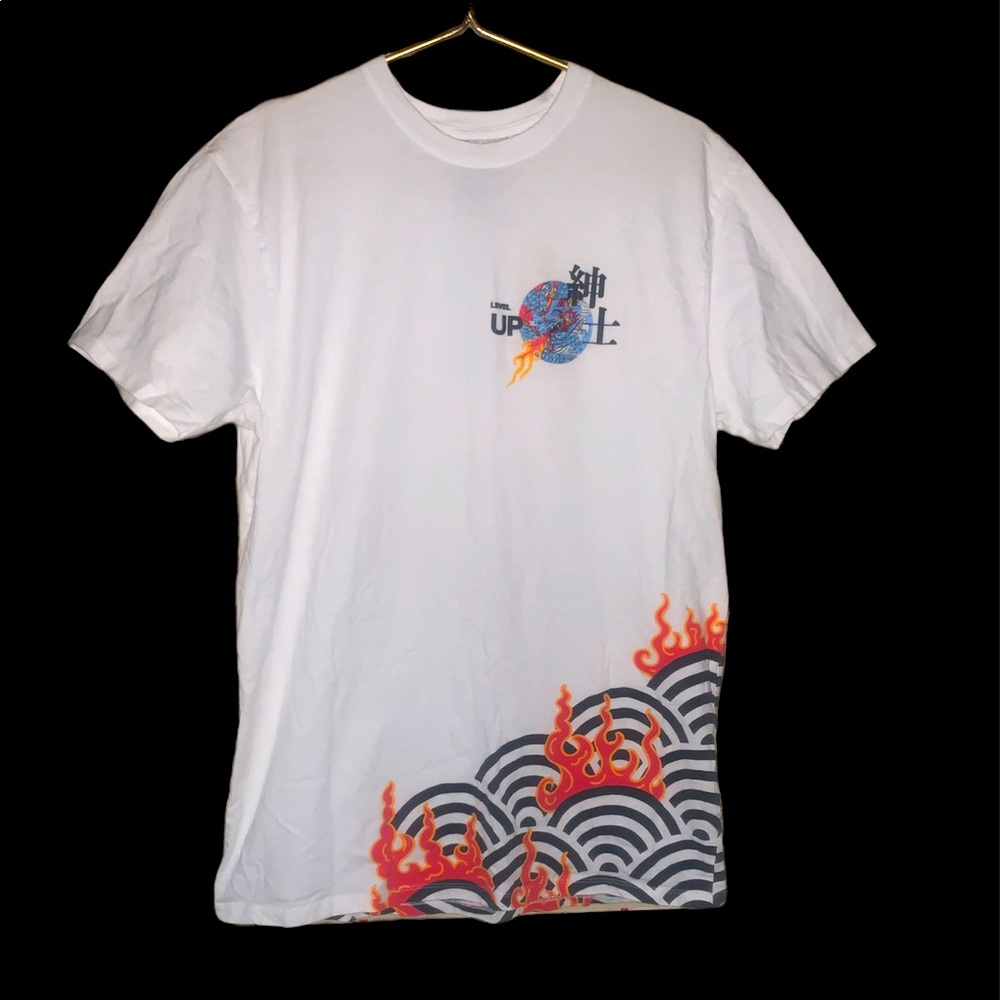 Level Up double sided graphic T-shirt flames